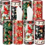 Pasimy 8 Pack Car Tissue Holder with Facial Bulk Cardinals Round Boxes for Christmas Tube Cylinder Winter Holiday Xmas Travel Tissues Cup Party Decor (HID-Pasimy-827)