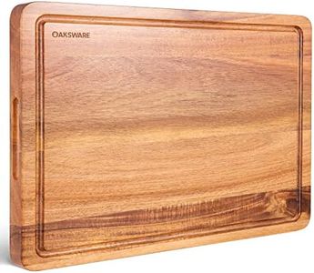 OAKSWARE Cutting Boards, 24 x 18 Inch Extra Extra Large Acacia Wooden Cutting Board for Kitchen, Edge Grain Wood Chopping Board with Juice Groove and Handles, Pre-Oiled Carving Tray for Meat & Cheese