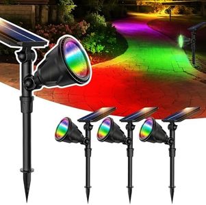 JSOT Solar Spot Lights Outdoor Waterproof Color Changing Spotlights, Solar Landscape Lighting with 9 Light Options Wall Lamp for Path Patio Yard Driveway Tree Flag Decoration 4 Pack