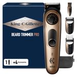 King C Gillette Cordless Beard Trimmer PRO for Men with 40 Length Settings. 1 Trimmer, 1 Detail Trimmer, 1 Cleaning Brush, 4 Interchangeable Combs, 1 Charger, and 1 Zip Pouch