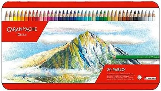 Caran D'Ache Pablo artists quality colouring pencils tin set of 80 assorted water resistant colours