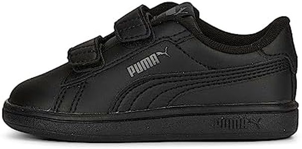 PUMA Unisex-Child Smash Hook and Loop Sneaker, Puma Black-Shadow Gray, 7 Toddler