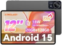 TECLAST T60Pro Tablet, 12'' Android 15 Tablet, 2K Resolution, 20GB+128GB(1TB TF), 8-core Helio G99 for Streaming, 8000mAh/15W Fast Charge, 2.4GHz+5GHz WiFi, GPS, Four Speakers, Widevine L1, 8+13MP