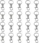 20X Stainless Steel Swivel Snap Hooks with Key Rings, Swivel Lobster Clasp Clips Hook Alloy Key Ring Split Keychain Durable for Keychain Clip Lanyard, Jewelry Making, Crafts