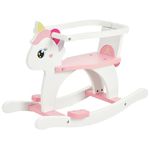 FUNLIO Wooden Unicorn Baby Rocking Horse Ages 0.5-3, Cute Toddler Rocking Horse with Removable Fence & Backrest, Easy to Assemble Toddler Wooden Baby Rocker, CPC & CE Certified - Pink