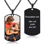 AOZHHL Personalized Dog Tag Pendant for Men, Custom Necklaces for Women With Picture, Custom Photo Text Engraving Dog Tags Stainless Steel Necklace Pendant, Stainless Steel, No Gemstone