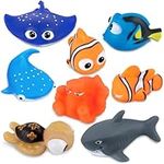 AWAVM Finding Dory Nemo Bath Squirt Toys,8PCS Floating Sea Animals (Shark Octopus Clownfish Turtle Devil fish) Bathtub Water Squirt Bath Toy for Baby Kids Toddler Shower and Swimming Pool