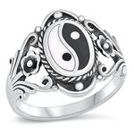 Sterling Silver Women's Chinese Yin Yang Ring Wholesale 925 Band 18mm Size 10