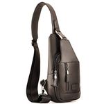 Men's Leather Sling Bag Travel Chest Crossbody Shoulder Outdoor Sports Backpack