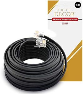 True Decor 50' Foot Black Telephone Extension Cord Cable Line Wire RJ-11