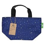 ECO CHIC Lightweight Foldable Insulated Lunch Bag Water Resistant Cooler Bag (Stars and Moons Navy)