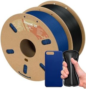 DURAMIC 3D TPU Filament 1.75mm, Black Blue, Soft TPU 3D Printing Filament, 1kg Spool, +/- 0.05mm Accuracy, 2 Pack