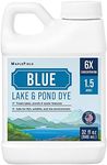 6X Concentrated Blue Lake & Pond Dye - Treat Lakes, Ponds & Water Features with Aqua Blue Pond Dye - Transform Murky Water w/Pond Blue Dye - Safe for Wildlife Pond Coloring - Made in The USA - 32oz