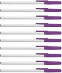 DISCOUNT PROMOS Value Stick Pens Set of 10, Bulk Pack - Blue Ink, Great for Office, School, Business, Tradeshows, Events - Purple Cap