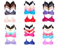 247 Frenzy Women's Essentials Mystery Pack of 6 Assorted Mamia or Sofra Everyday Bras Sizes 30A Thru 46DDD - Regular & Plus, Multicolor, 40C