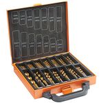 VonHaus HSS Metal Drill Bit Set with Carry Case Organiser - 99 Pcs 1.5-10 mm High Speed Steel Bits Titanium Coated Steel - For Drilling Wood, Masonry and Metal - Accessories Drills and Screwdrivers