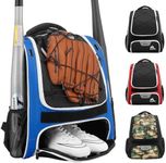 Hsmihair Baseball Bag - Baseball Backpack Holder for Baseball, Large Main Compartment,T-Ball & Softball Equipment & Gear for Youth and Adults,Holds Bats, Helmet, Gloves (Blue)