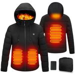 Heated Jacket with Hood, Winter Warm Hoodie Jacket with 3 Heating Levels,USB Charging Port, Men Women Windproof Waterproof Coats Body Warmer for Outdoor Work Hiking Skiing Fishing Riding Motorcycle