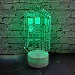 KJsdaADSA 3D Illusion Lamp 7 Colors Change Lamp Doctor Who Police Box 3D Lamp Acrylic LED USB Table Lamp Tardis Lights Multi-Colored Bulbing Light Kid Gift