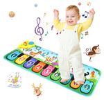 Januts Kids Piano Mat Music Dance Mats Multi-function Touch Play Keyboard Mat with 9 Keys & 8 Animal Sounds Musical Carpet Mat Dancing Toy Educational Musical Instruments Toys for Boys Girls, Green