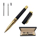 Accod Metal Rollerball Pen Retro Classic Signature Pen Business Gift Ballpoint Pen Smooth Writing Rollerball Pen for Men and Women with Two 0.5MM Black Pen Refills-Premium Gift Box (Black)