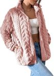 Dokotoo Girls Lightweight Fall Jackets Zip Up 2024 Fuzzy Long Sleeves Tops Side Pockets Plus Size Coats Baggy Outerwears,Pink X-Large