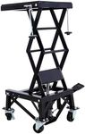 PULLAFUN 300 Lbs Hydraulic Motorcycle Scissor Jack Lift, Foot Step Wheels for Small ATV Motorcycle Bike Dirt Bikes, Black