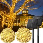 Solar String Lights Outdoor, 2 Pack Total 144FT 400 LED Solar Powered String Lights with 8 Lighting Modes, Waterproof Solar Patio Lights, Solar String Lights for Outside Tree Balcony, Warm White