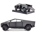 TGRCM-CZ 1/32 Tesla Cybertruck Electric Pick-Up Truck Model Car, Zinc Alloy Pull Back Toy car with Sound and Light for Kids Boy Girl Gift(Gray)