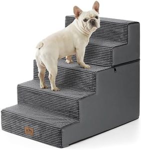 COZY KISS Dog Stairs for Small Dogs, 5 Tier Removable Wider Pet Stairs for Couch and Bed, 23.6" H Non-Slip Dog Steps for Puppies and Old Cats with Support Board, 19.7x29.5x23.6 inch, Dark Grey