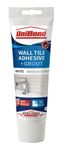 UniBond 2643638 Ultra Force Wall Tile Adhesive and Grout in Easy Apply Tube, 2 in 1 Waterproof Wall Tile Adhesive with Grout for Easy Tiling, White 300g