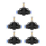 Hilitand 5Pcs/Set Push in Speed Controller 6mm Air Flow Restrictor Pneumatic Air Flow Control Valve Connector Pneumatic Air Valve Flow Speed Controller