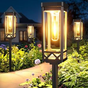KOOPER Taller Solar Pathway Lights Outdoor, 8 Pack Upgraded Brighter Solar Garden Lights Solar Powered, Up To 15 Hours Outdoor Solar Lights for Yard Landscape Lighting Path Walkway Driveway Sidewalk