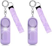 Geevon 2 Pack Personal Safety Alarms, 130DB Safe Sound Self Defense Alarm Siren with Strobe Light, Emergency Security Alert Devices for Women, Men, Elderly, Children (Purple)