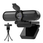 2K Webcam, FHD Streaming Camera with 2K/30fps, 1080P/60fps, Auto Focus, Dual Noise Cancelling Microphones, Privacy Cover and Tripod, for