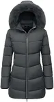 MOERDENG Women's Winter Windproof Warm Down Coats Waterproof Thicken Hooded fashions Puffer Jacket Dark Grey 03-3XL