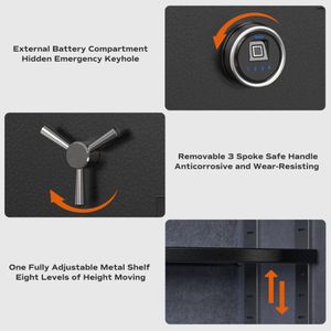 RPNB 60L Biometric Fireproof Safe – Gray Security Lock Box