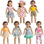 HOAKWA American 18 Inch Doll Clothes - 18 Inch Doll Clothes Accessories Fit American Dolls, 7 Set American Doll Outfits Dress, 18" American Doll Clothes and Accessories with Hat (Not Include The Doll)