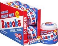 Bazooka Sugar Free Bubble Gum - 60 Count To Go Cup (Pack of 6) Pink Chewing Gum in Original Sugarless Flavor - Fun Old Fashioned Candy for Halloween Parties and Trick or Treaters