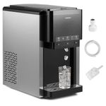 COSTWAY 3-in-1 Ice Maker with Ice Crusher and Water Dispenser, Bullet Ice Cube Maker Machine, 20KG in 24Hrs, 12 Cubes in 9 Mins, Manual/Auto Add Water, Countertop Water Cooler Dispenser