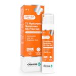The Derma Co 1% Hyaluronic Sunscreen Oil-Free Gel SPF 50 PA++++ | For Oily, Acne-Prone Skin | Lightweight Texture | No White Cast | UVA/UVB, Broad Spectrum Protection & Blue Light Protection | Non- Comedogenic | Clinically Tested - (In -Vivo) | Tan Protection | Photostable | For Men & Women | 50 g