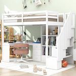 SOFTSEA Twin Loft Bed with Stairs a