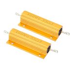 PATIKIL 100W 0.33 Ohm Aluminum Shell Resistor, 2 Pack Aluminum Housing Resistor Housed Case Wirewound Resistors Screw Tap Power Resistor, Golden