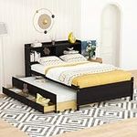 Full Size Bed with Bookcase Headboa