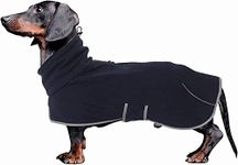 babepet Dachshund Winter Coat Polar fleece Dog Jacket miniature Dachshund Pullover Jumper Adjustable Outdoor Sausage Dog Apparel with zipper harness hole for small medium breed-DarkBlue-L