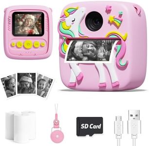 Lizzbey Kids Camera Instant Print, Christmas Birthday Gift for Girls 3-12 Year Old, 1080P Kids Digital Camera Toys with Unicorn Cover, Toddler Camera for 4 5 6 7 8 9 10 Year Old Girls Boys
