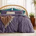 Bedsure Boho Duvet Cover Queen - Boho Bedding, Tufted Queen Duvet Cover for All Seasons, 3 Pieces Embroidery Shabby Chic Home Bedding Duvet Cover (Grayish Purple, Queen, 90x90)