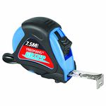 FREEMANS GRIPP 7.5m:25mm Steel Inchi Measuring Tape - 7.5m (Blue) With Rubberized Unbreakable ABS case || Pause Button || Click Action Front Lock and Belt Clip