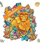 UNIDRAGON Original Wooden Jigsaw Puzzles - Prosperous Bull, 102 pcs, Small 7.5"x8.7", Beautiful Gift Package, Unique Shape Best Gift for Adults and Kids