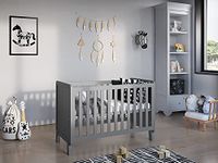 Love For Sleep Francis Wooden Baby Cot Bed 120x60cm with FREE Deluxe Aloe Vera Mattress (Grey)